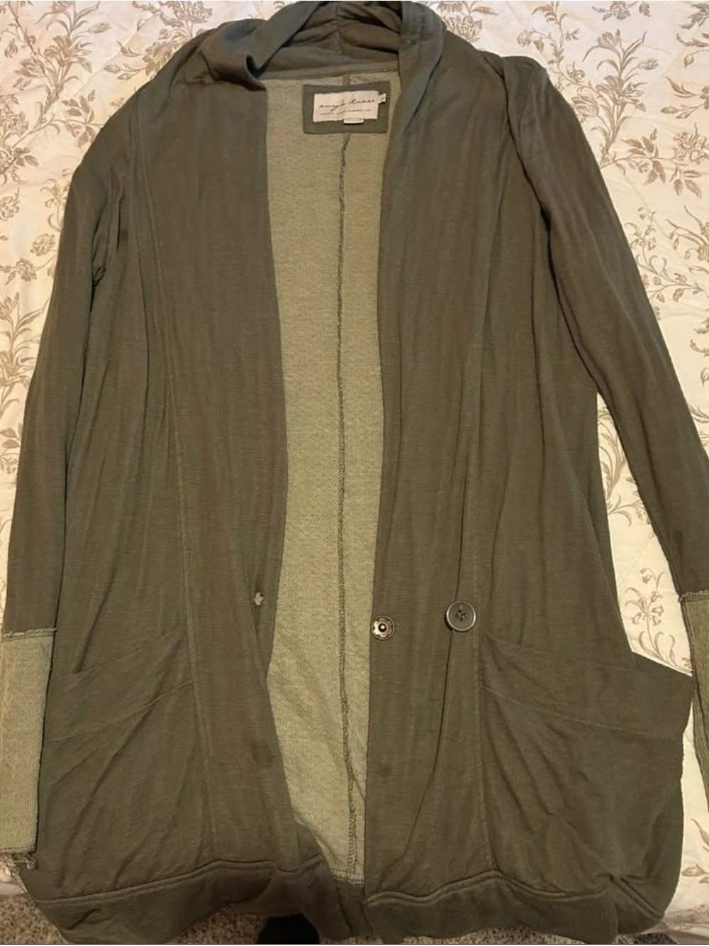 evy's tree Olive Open-Front Hooded Cardigan